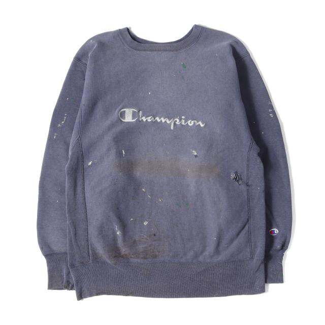 Champion vintage はやりっ子 ヴィンテージ 流汗 米国海軍 紺 大きさ:L | 佇まい人並み外れた 刺しゅう下げ札 | 90s ブランド名ロゴタイプ刺しゅう リバースウィーブ トレーナー | USA製 | 90日付け 古着 | トップス 調教師【メンズ】【中古】【K4825】