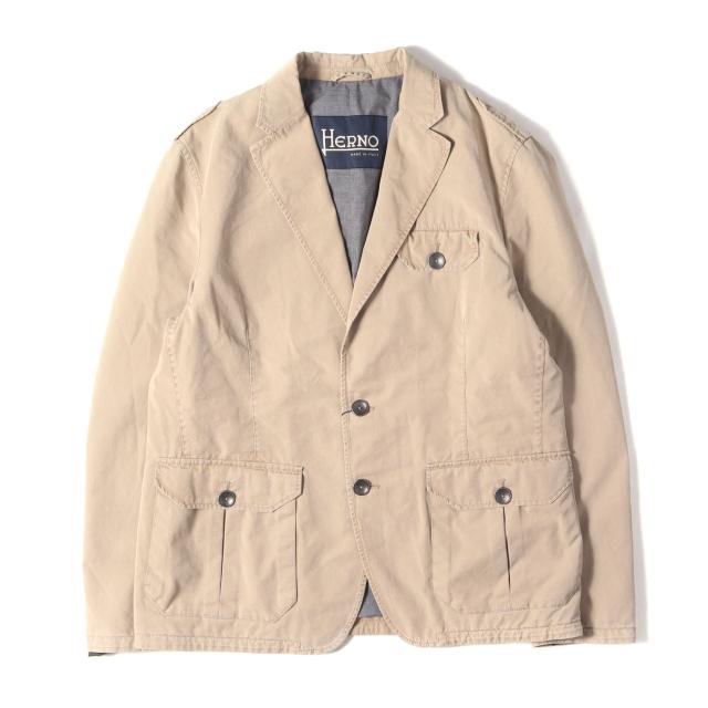 HERNO ヘルノ ジャケット ベージュ サイズ:54 | ウォッシュ加工 ノッチドラペル コットンツイル 2B テーラードジャケット | アウター ブルゾン 上着【メンズ】【K4825】