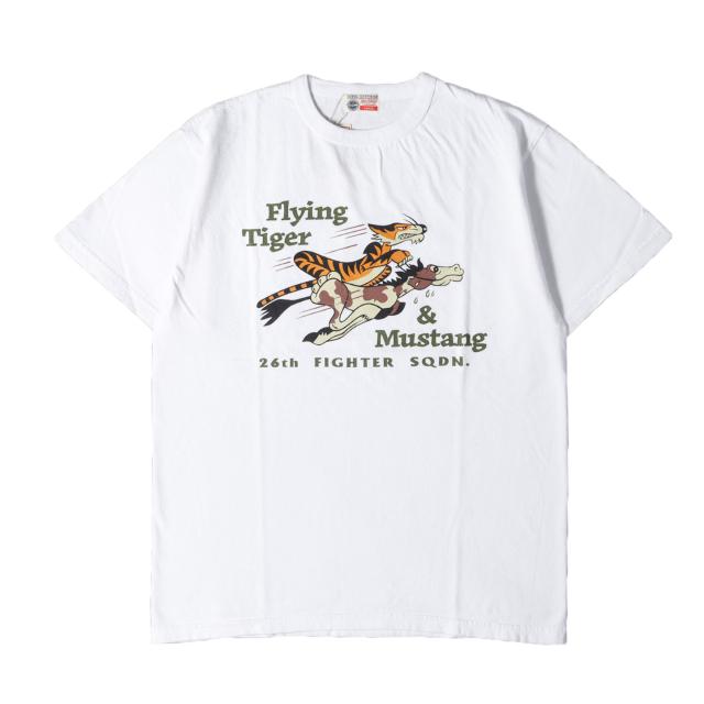 BuzzRicksons バズリクソンズ Tシャツ ホワイト 白 サイズ:L | フライングタイガー&amp;マスタング ミリタリー Tシャツ | トップス カットソー 半袖 | USA製【メンズ】【K4826】