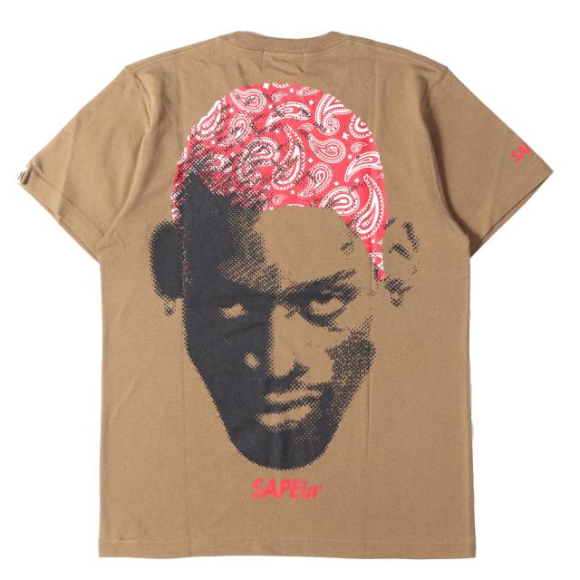 A Elegantes SAPEur サプール Tシャツ ブラウン 茶 サイズ:M | バンダナ柄 デニス・ロッドマン Tシャツ | 半袖 ショート ハーフ スリーブ カットソー【メンズ】【K4826】