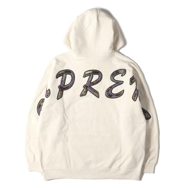 Supreme シュプリーム パーカー ナチュラル サイズ:L | 22SS ビーズロゴ スウェット パーカー (Beaded Hooded Sweatshirt) | トップス フーディー【メンズ】【中古】【K4837】