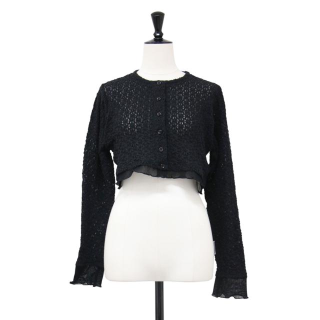 【美品】JANE SMITH ジェーンスミス カーディガン ブラック 黒 サイズ:38(M) 26春夏 ナイロン コットン フラワーレース チュール コンビ カーディガン ショート丈 長袖 クルーネック シアー コットン トップス 羽織り【レディース】【中古】【K4851】 11,241円