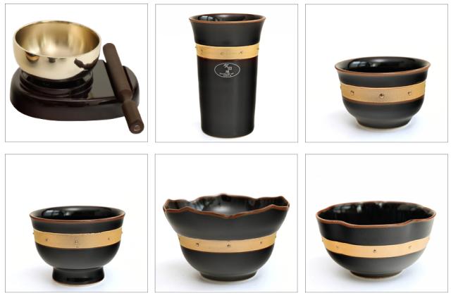 仏具 仏具セット 黒×金 有田焼 陶器 5点セット + おりん3点 五具足 縁 -enishi- 花立 香炉 灯立 茶湯器 仏飯器 お盆 お彼岸 お墓参り 供養_3