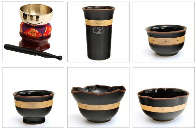 仏具 仏具セット 黒×金 有田焼 陶器 5点セット + おりん4点 五具足 縁 -enishi- 花立 香炉 灯立 茶湯器 仏飯器 お盆 お彼岸 お墓参り 供養