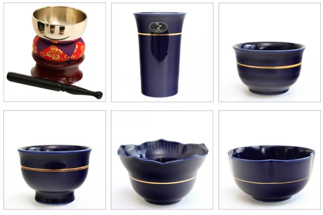 仏具 仏具セット 瑠璃×金 有田焼 陶器 5点セット + おりん4点 五具足 縁 -enishi- 花立 香炉 灯立 茶湯器 仏飯器 ルリ お盆 お彼岸 お墓参り 供養