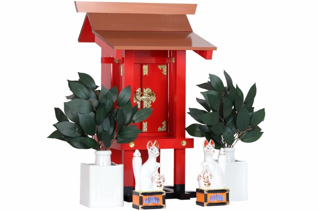 神棚 稲荷 外宮 高さ 48cm お稲荷 角花榊立て付き 銅屋根塗装 稲荷大神を 会社 ご家庭に 屋外使用可能 大阪直営店 