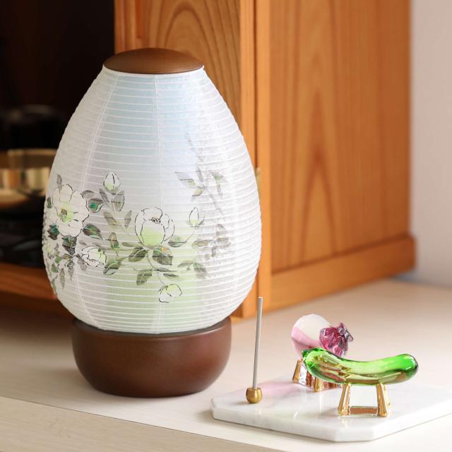 盆提灯 初盆 モダン ミニ お盆 提灯 新盆 お盆飾り 仏具 お線香のまこもセット 岐阜の誉れ シリーズ 光のしずく 芙蓉 コードレス led お盆用品 お供え おしゃれ 送り火 迎え火_1