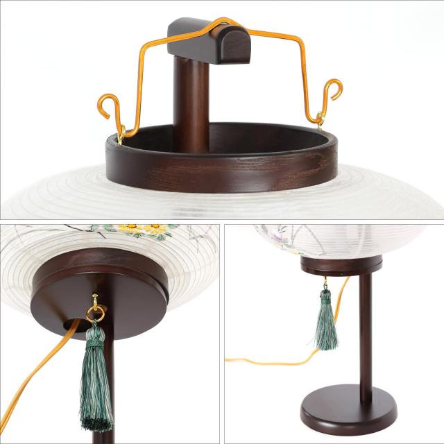 盆提灯 初盆 新盆 モダン 仏具 単品 岐阜の誉れ シリーズ 華雫 ウォールナット調 ミニ 小型 2種類の明かり LEDレインボー ＆ ローソク灯 木製 絹張 和 行灯 提灯 仏壇 仏花 贈り物 (代引き決済不可商品)