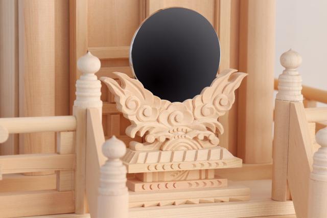 神棚セット 最高級 木曽桧 一社 大神明 巴紋の輝き 神具セット付 美・木曽ひのき_4