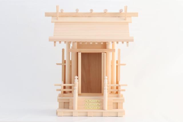 神棚セット 最高級 木曽桧 一社 大神明 巴紋の輝き 神具セット付 美・木曽ひのき_5