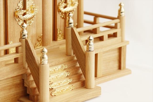 威風堂々・本けやき 神棚セット ■ けやき調神鏡・八足台付 ■ 中型 屋根違い三社 ■ 欅 神棚 (代引き決済不可商品)_7