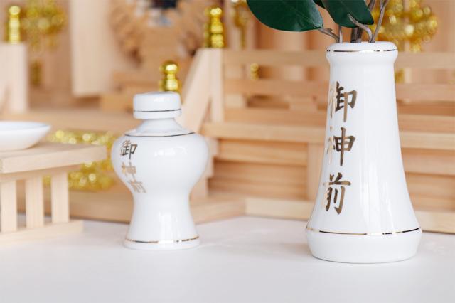 三社■屋根違 ひのき 最低床型 大型■ご神前 神具セット