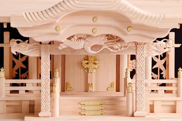限定 家具調 和染め ■ 白龍一社 ■ 純白の社 ■■ 龍柱舞鶴の彫刻 ■ パール 神具 モダン 神棚セット 昇龍大社 家具調モダン神棚_1