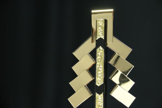 金幣 一本立 神棚用 御幣 真鍮製 守り刀 大 サイズ 高さ17.5cm 魔除け 神祭具 開運 厄除け 神具