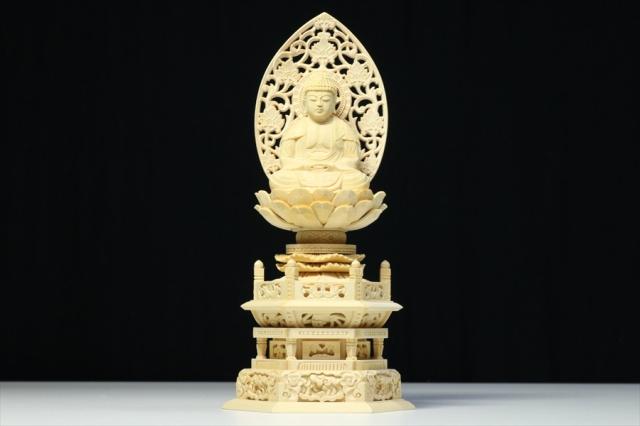 仏像 □ 2.5寸 □ 釈迦如来坐像 六角台座 白木 曹洞宗 ご本尊 □ 仏具（