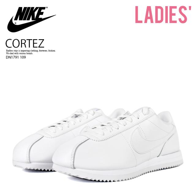 NIKE (ナイキ) W NIKE CORTEZ (ウィメンズ ナイキ コルテッツ) レディース ローカット スニーカー レトロ シューズ バスケ バッシュ カジュアル タウンユース 普段使い ストリート アウトドア 白 WHITE/WHITE (ホワイト/ホワイト) DN1791-109 DN1791 109