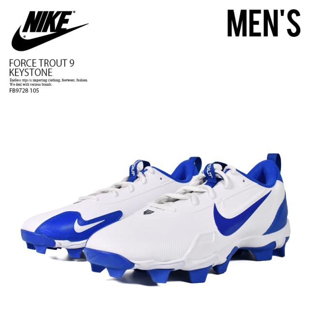 NIKE (ナイキ) FORCE TROUT 9 KEYSTONE (フォース トラウト 9 キーストン) MENS メンズ 野球 スパイク ベースボールシューズ ベースボール WHITE/HYPER  白 青 (ホワイト/ハイパーロイヤル) FB9728 105