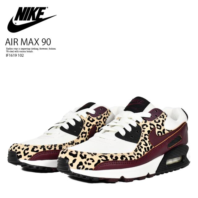 NIKE (ナイキ) WMNS AIR MAX 90 (ウィメンズ エア マックス 90) レディース ローカット スニーカー シューズ バッシュ バスケ ハイテク 普段使い カジュアル ストリート ヒョウ柄 レオパード SAIL/BURGUNDY CRUSH-BLACK (セイル/バーガンディクラッシュ/ブラック) IF1619 102