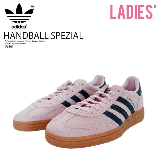adidas (アディダス) HANDBALL SPEZIAL W (ハンドボール スペツィアル ウィメンズ) レディース ローカット スニーカー フットウェア タウンユース 普段使い カジュアル ストリート アウトドア ローテク CLPINK/ARCNGT/GUM2 (クリアピンク/ネイビー/ガム) IF6561