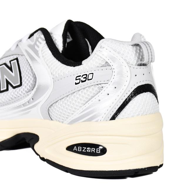NEW BALANCE (ニューバランス) 530 SNEAKER (530 スニーカー) MR530 MR 530 シリーズ レディースサイズ (ユニセックスモデル) フィットネス ランニングシューズ ローカット ランニング ダッド シューズ Y2Kファッション (ホワイト/シルバー/ブラック) MR530TA_7