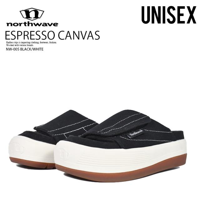 NORTHWAVE (ノースウェーブ) ESPRESSO SLIPPERS (エスプレッソ スリッパ) ユニセックス メンズ レディース ローカット サンダル キャンバス 厚底 タウンユース ブラック/ホワイト NW-005 BLACK/WHITE
