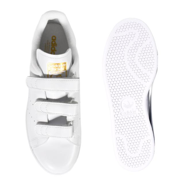 adidas (アディダス) STAN SMITH CF スタンスミス レースレス ベルクロ スニーカー 靴 メンズ レディース ユニセックス カジュアル ベーシック FTWWHT/FTWWHT/GOLDMT ホワイト/ゴールド 白 S75188
