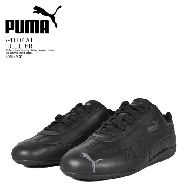 PUMA (プーマ) SPEED CAT FULL LTHR (スピードキャット フル レザー) ローカット スニーカー Y2K ロープロ ローテク 薄底 韓国ファッション モード カジュアル ストリート PUMA Black-Shadow Gray (ブラック) 405449 01 405449-01
