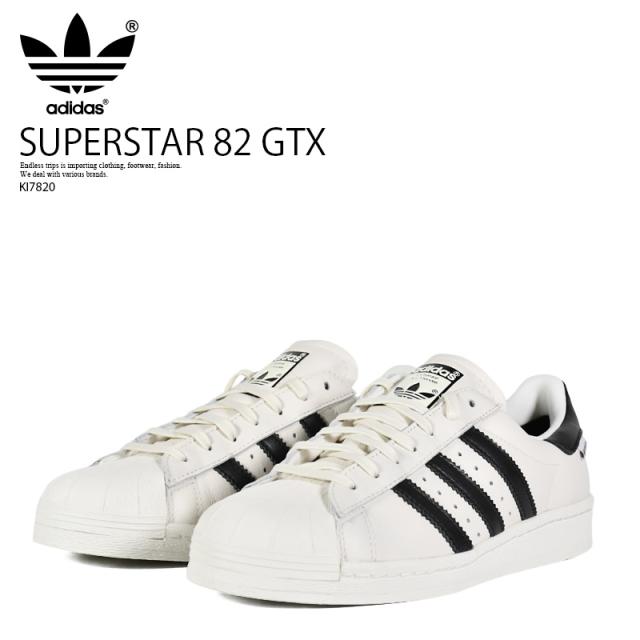 adidas (アディダス) SUPERSTAR 82 GTX (スーパースター 82 ゴアテックス) メンズ サイズ ローカット スニーカー GORE-TEX 防水 薄底 ロープロ ローテク 普段使い 通勤 通学 ストリート カジュアル 白 黒(ホワイト/ブラック) KI7820