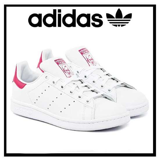 レディースサイズ adidas （アディダス） STAN SMITH J (スタンスミス) レディース シューズ スニーカー (ホワイト/ピンク) B32703