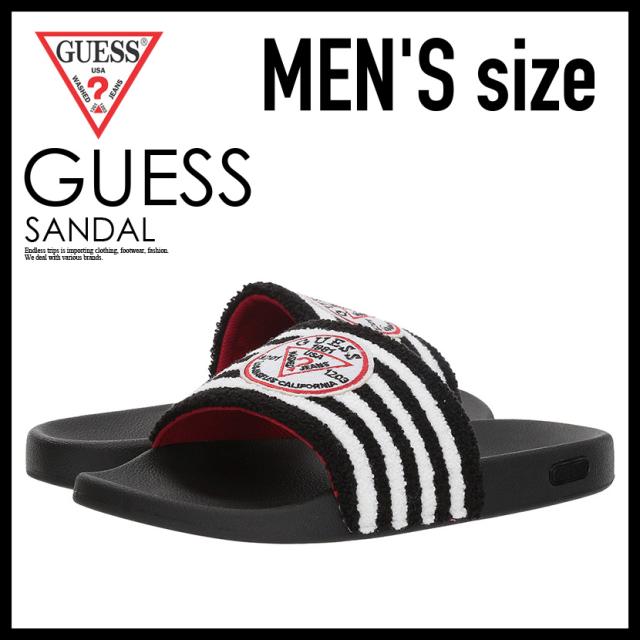 日本未入荷!  GUESS  ゲス IDEN アイデン メンズ サンダル ボーダー ブラック IDEN BLACK MULTI FABLICの通販は 5,526円