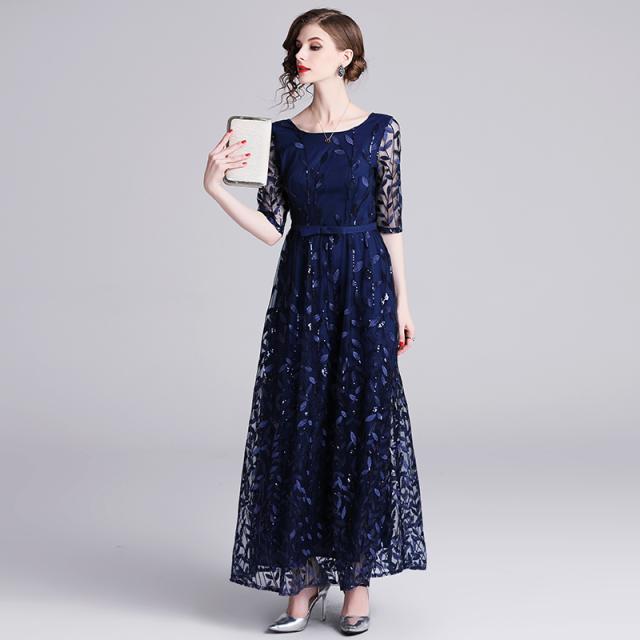 パーティードレス ミモレ丈 総レース ネイビー 半袖 結婚式ドレス ワンピース 大きいサイズ 入園式 二次会 謝恩会 同窓会 発表会 大人 の通販はau Pay マーケット Candyz Pro