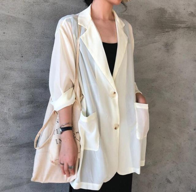 送料無料 テーラードジャケット レディース サマージャケット アウター ロング 入園式 春夏 白 黒 透け感 ショート ロング 入学式 の通販はau Pay マーケット Candyz Pro