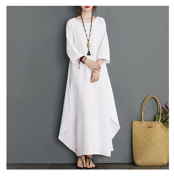 リネンワンピース ロング丈 綿麻 ワンピース ゆったり感 リネンドレス 七分袖 夏 麻ワンピース 涼しげ 麻ワンピ Aライン 体型カバー コッの通販はau Pay マーケット Candyz Pro