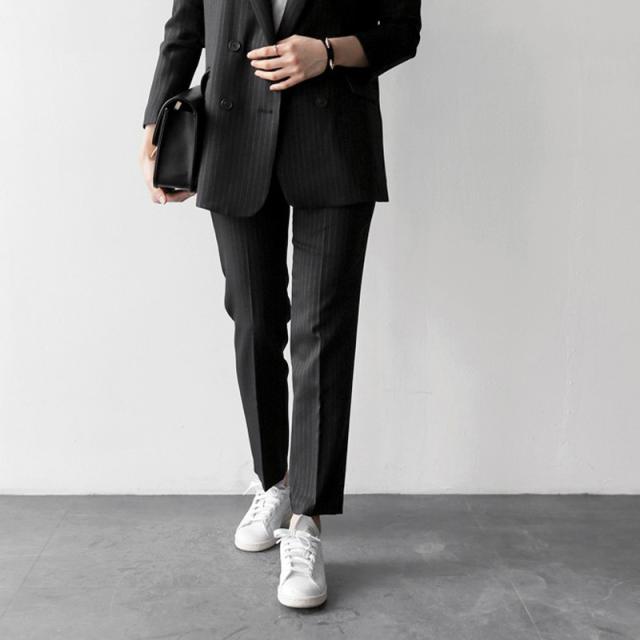 4色 黒色パンツスーツ ストライプ スーツセット レディース ママ フォーマル ビジネス 入学式 ジャケットの通販はau Pay マーケット Candyz Pro