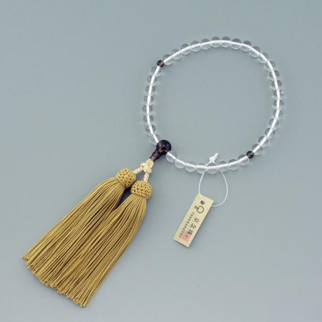 【送料無料】【数珠袋付】【日本製京念珠正規品】【本水晶】【茶水晶】7ｍｍ【女性用】【数珠】【念珠】