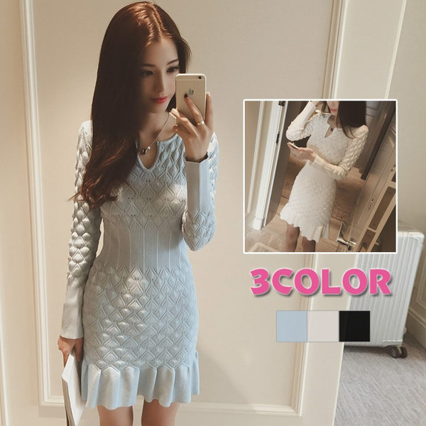 送料無料レディース ワンピース 長そで ニットワンピ タイト 尻包み 膝上丈 ｖネック 無地 インナ スリムワンピース ミディアの通販はau Pay マーケット 吉成商店