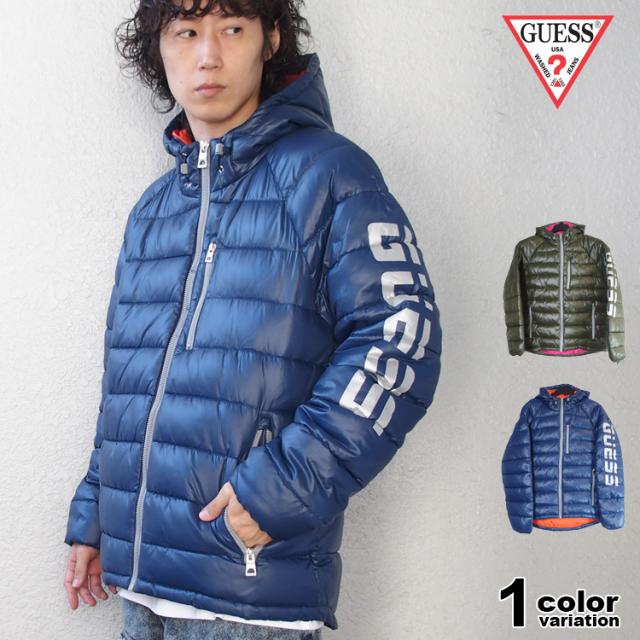 GUESS ゲス 中綿 ジャケット パファー ジャケット 袖ロゴ ブランド ロゴ アメカジ メンズ レディース UK限定モデル 112AN210