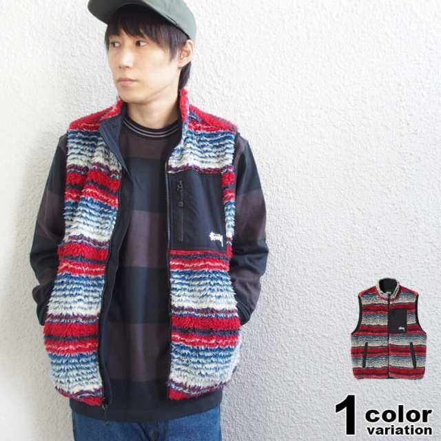 ステューシー STUSSY フリース ベスト Striped Sherpa Vest メンズ