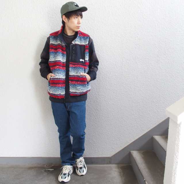 ステューシー STUSSY フリース ベスト Striped Sherpa Vest メンズ