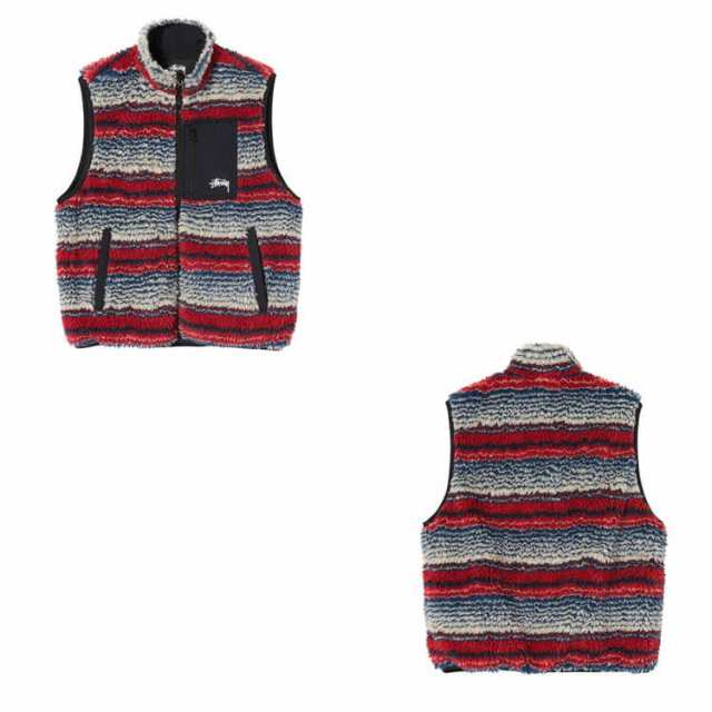 ステューシー STUSSY フリース ベスト Striped Sherpa Vest メンズ (stussy ベスト シェルパフリース ボアベスト  アウター 118400 ストゥ｜au PAY マーケット