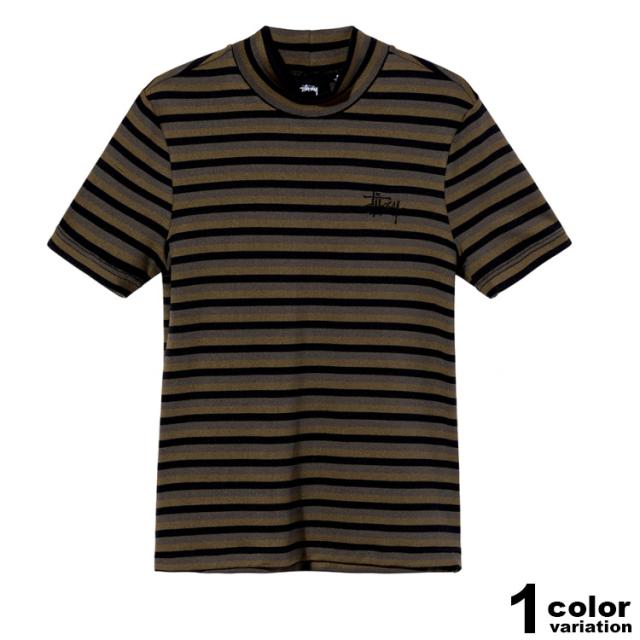 ステューシー レディース Stussy Women モックネック ジャージー Tシャツ 半袖 ボーダー柄 Pippi Stripe 214568 新作の通販は 8,892円