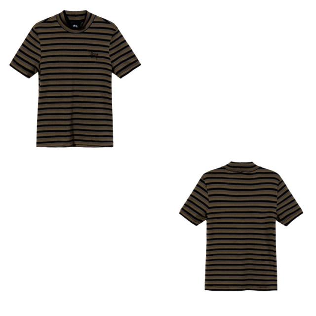 ステューシー レディース Stussy Women モックネック ジャージー Tシャツ 半袖 ボーダー柄 Pippi Stripe ステューシーウィメン ステューシー レディース Stussy Women