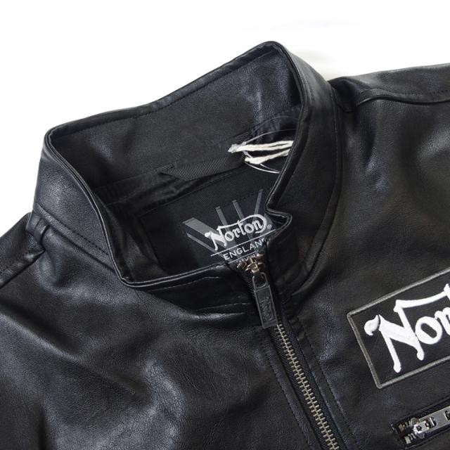 ノートン ライダースジャケット Norton フェイクレザー パッチド