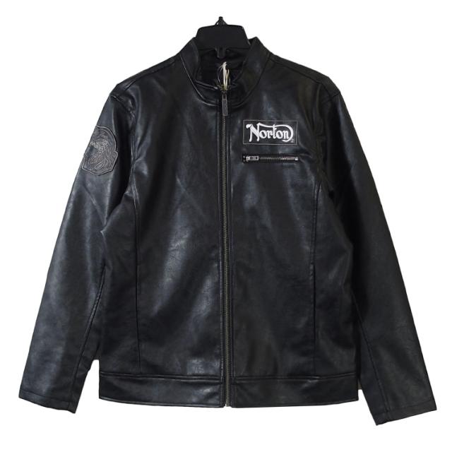 ノートン ライダースジャケット Norton フェイクレザー パッチド