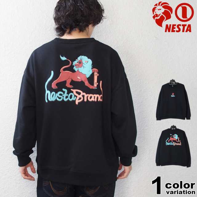 ネスタブランド トレーナー クルーネック スウェット NESTA BRAND 発泡 ネイキッド ライオン Pullover (nesta brand スウェット 裏毛 ト