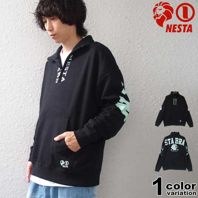 ネスタブランド トレーナー ハーフジップ スウェット NESTA BRAND 裏毛 跨ぎ ロゴ ハーフジップ プルオーバー(nesta brand トップス ネスタ 243NB1304B) の通販は
