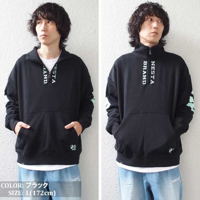 ネスタブランド トレーナー ハーフジップ スウェット NESTA BRAND 裏毛 跨ぎ ロゴ ハーフジップ プルオーバー(nesta brand トップス ネスタ 243NB1304B) の通販は