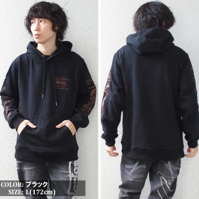 ノートン プルオーバー パーカー NORTON ブロンズ 刺繍 袖 ロゴ