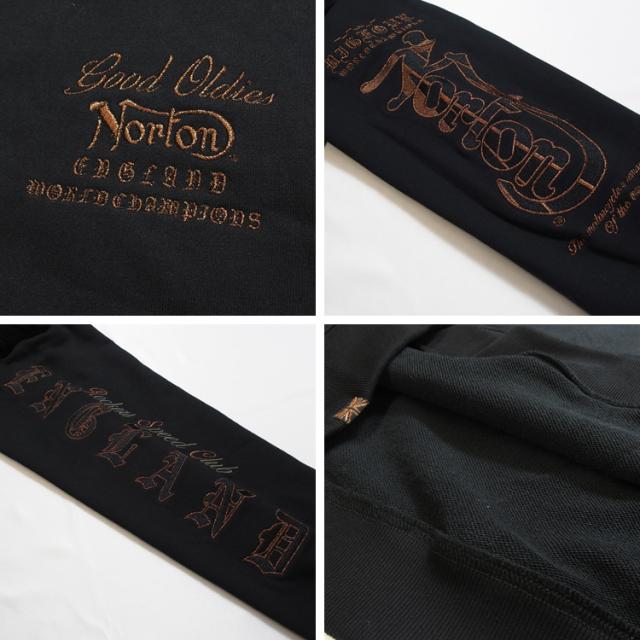 ノートン プルオーバー パーカー NORTON ブロンズ 刺繍 袖 ロゴ