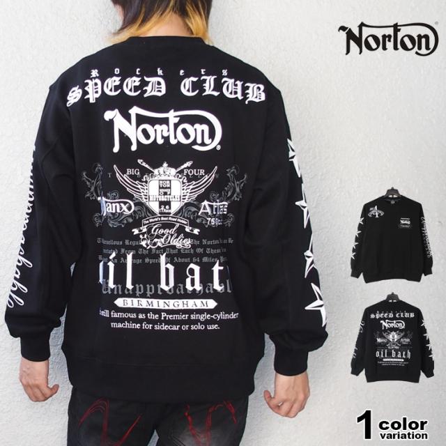 ノートン トレーナー クルーネック スウェット NORTON BIG4 MAX トレーナー 大きいサイズ ブラック バイカー M-2XL [253N1300B]